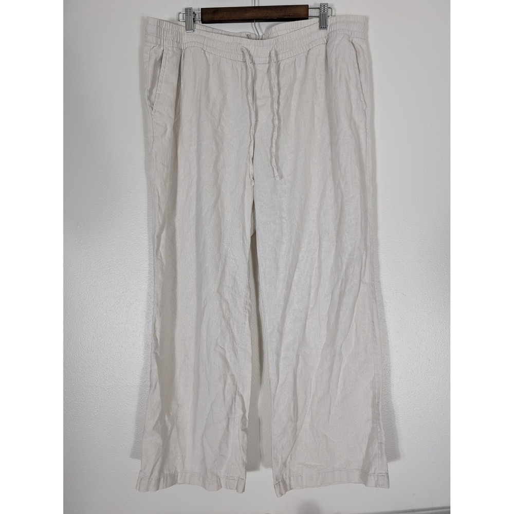 Old Navy Mens XL White Linen Blend Drawstring Elastic Waist Relaxed Pants